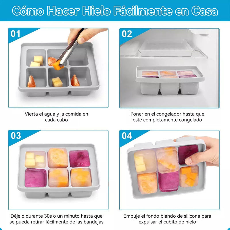 Cubeta Hielo Silicona Moldes Hielo Rectangular Antiadherente Turquesa Cubetas De Hielo Con Tapa 6 Ranuras Silicona Okshop Molde Hielo Turquesa Cubetas De Hielo Con Tapa Bandeja Hielo