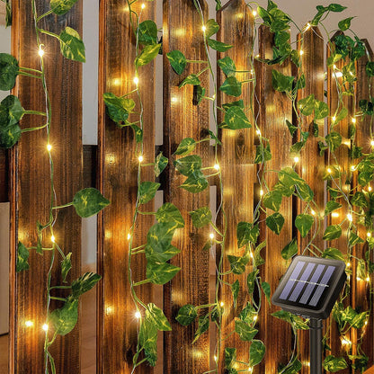 Luces Navidad Solar Guirnalda Luces Solares Luces De Hojas Amarillo