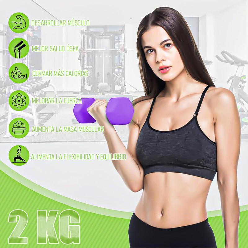 Mancuerna Hexagonal 2 Kg Set Mancuernas Pesa Hexagonal 2 Kg Azul