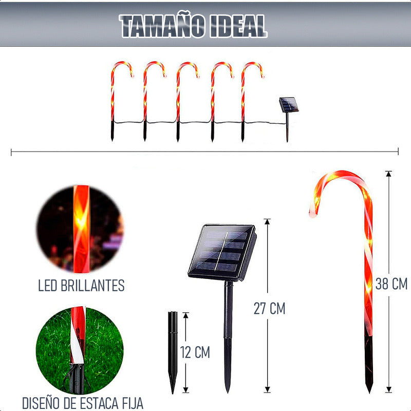 Estacas Navidad Pack5 Luces Navideñas Luces De Navidad Solar Amarillo