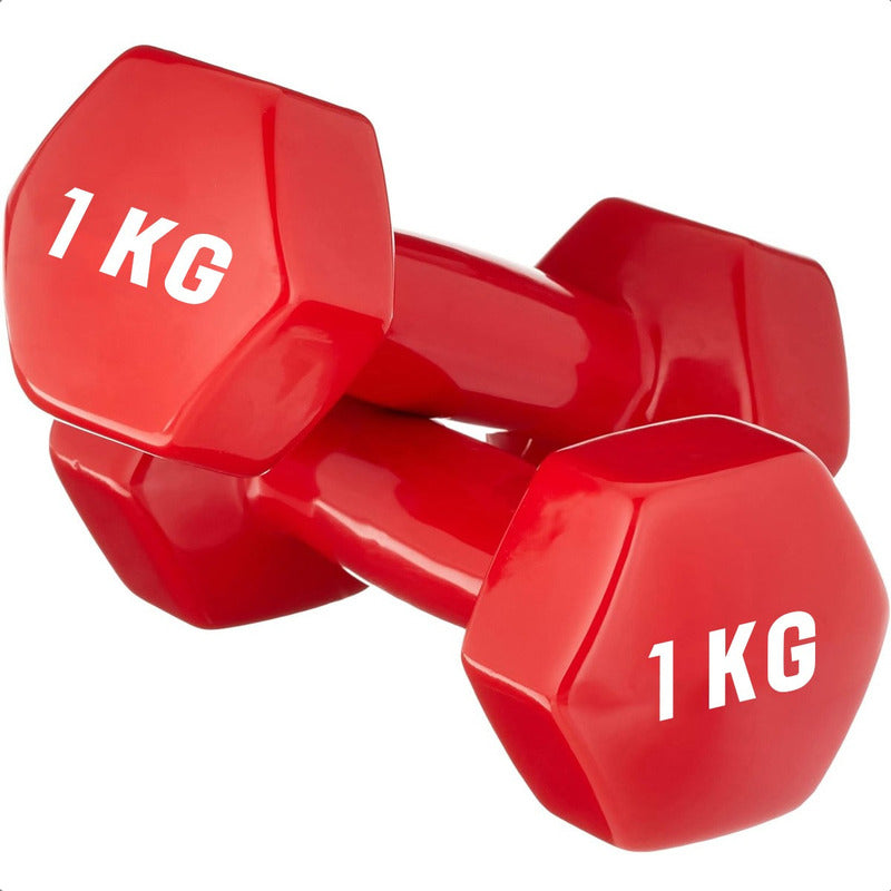 Mancuerna Hexagonal 1 Kg Set Mancuernas Pesa Hexagonal 1 Kg Rojo