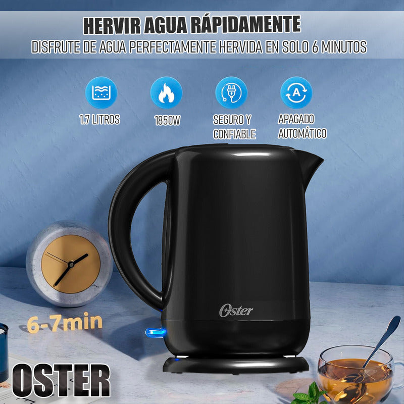 Hervidor Eléctrico Oster De 1.7 Litros Con Apagado Automático Negro