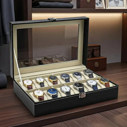 Porta Relojes Organizador De Reloj Caja De Reloj 12 Pzas Negro