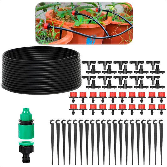 Kit Riego Jardín Okshop Aspersores Automáticos 20m Pvc 62 Piezas