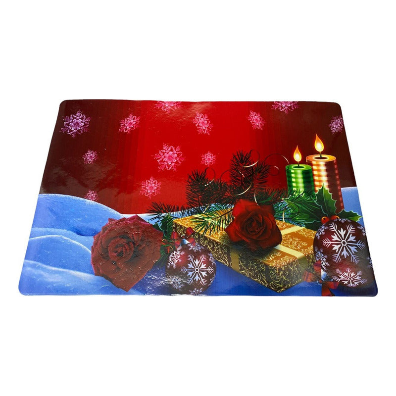 Set 12 Piezas Individuales Mesa Navideños Platos Y Vaso Navi