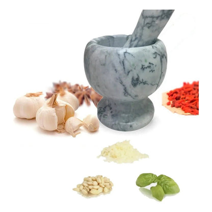 Mortero De Granito Con Pilón De Mármol Para Cocina - Okshop Gris Oscuro