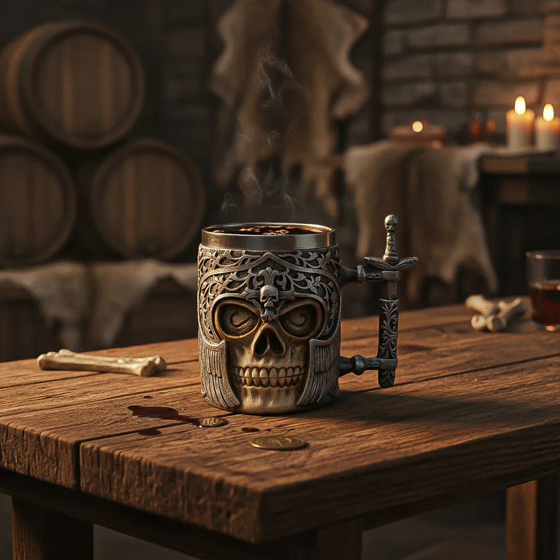 Taza De Cafe Calavera Taza De Cerveza Taza De Acero Taza Cer Gris A514