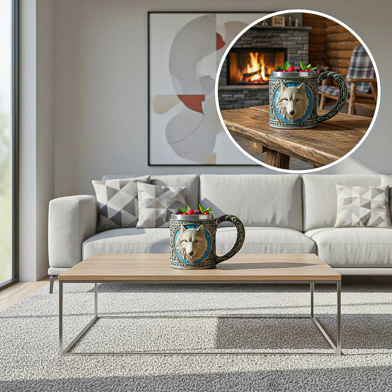 Taza Grande Taza Lobo Game Of Throne Tazon Mug Acero Inoxida Gris