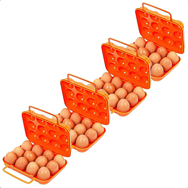 Pack 4 Organizador Huevos Dispensador Huevo Porta 12 Huevos Naranja