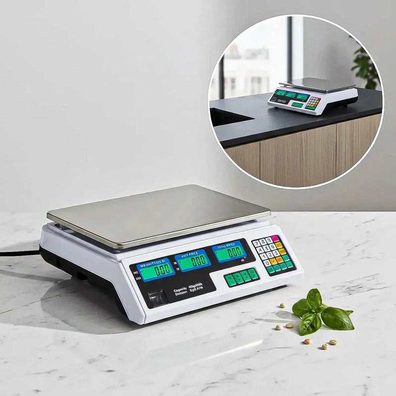 Balanza Digital Okshop De Cocina Y Con Capacidad De 40 Kg Blanco