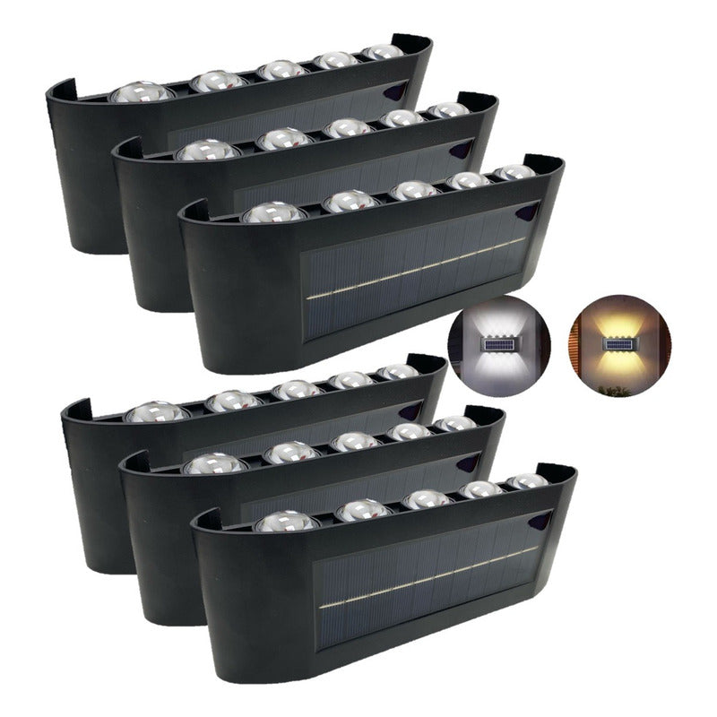 Pack X6 Aplique De Pared Lampara Led Focos Exterior Solar