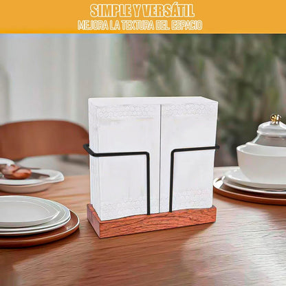 Servilletero De Madera Wayu Servilletero Metálico Wayu Cocina Servilleteros Metalicos Restaurantes Servilleteros Mesa Picnic Hierro Servilletero Madera Decoracion Okshop Negro