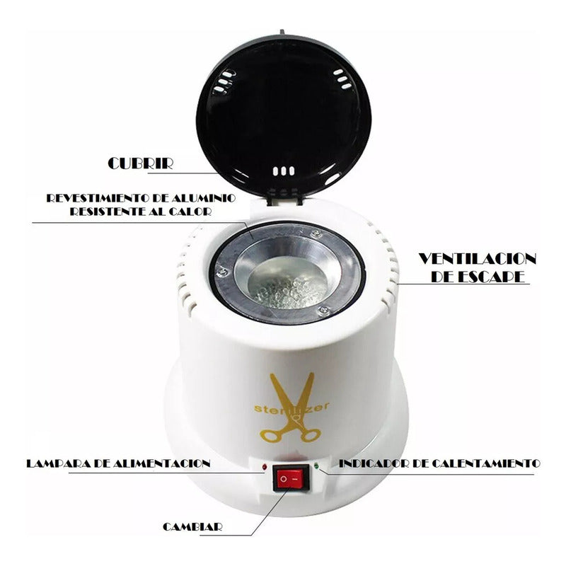 Esterilizador Para Maleta De Manicure Corta Cuticulas Metal Blanco