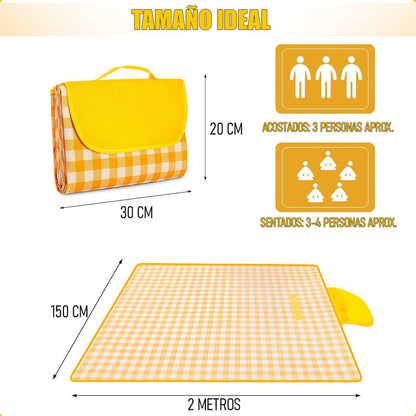 Manta Plegable Para Picnic Pack2 Alfombra Picnic Impermeable Amarillo