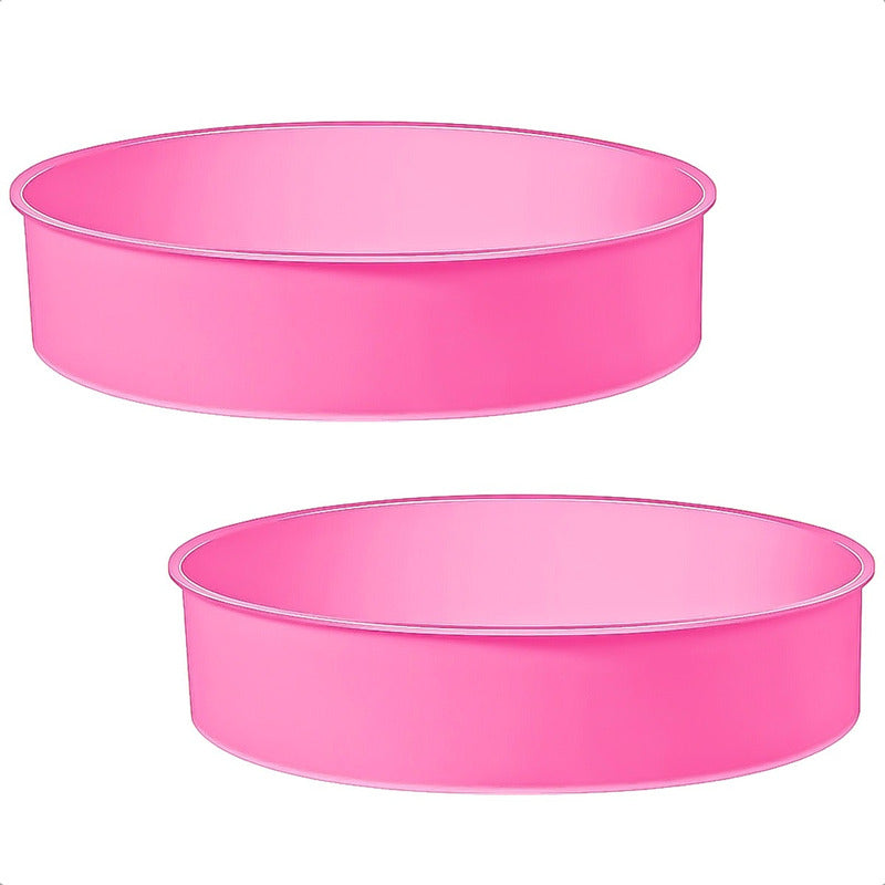 Molde Para Torta Pack2 Moldes De Silicona Reposteria Redondo Rosa