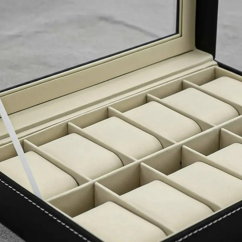 Porta Relojes Organizador De Reloj Caja De Reloj 12 Piezas Okshop Vitrina De Relojes Caja Organizadora De Relojes De... Negro