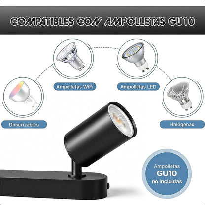 Lampara Led Techo Foco De Techo Gu10 Lámpara Techo Giratorio Negro Okshop Foco Spot Doble Techo Orientable 2 Luces Gu10 Foco Dirigible Doble De Techo Gu10 Lámpara De Techo 2 Luces Lampara Pared Okshop