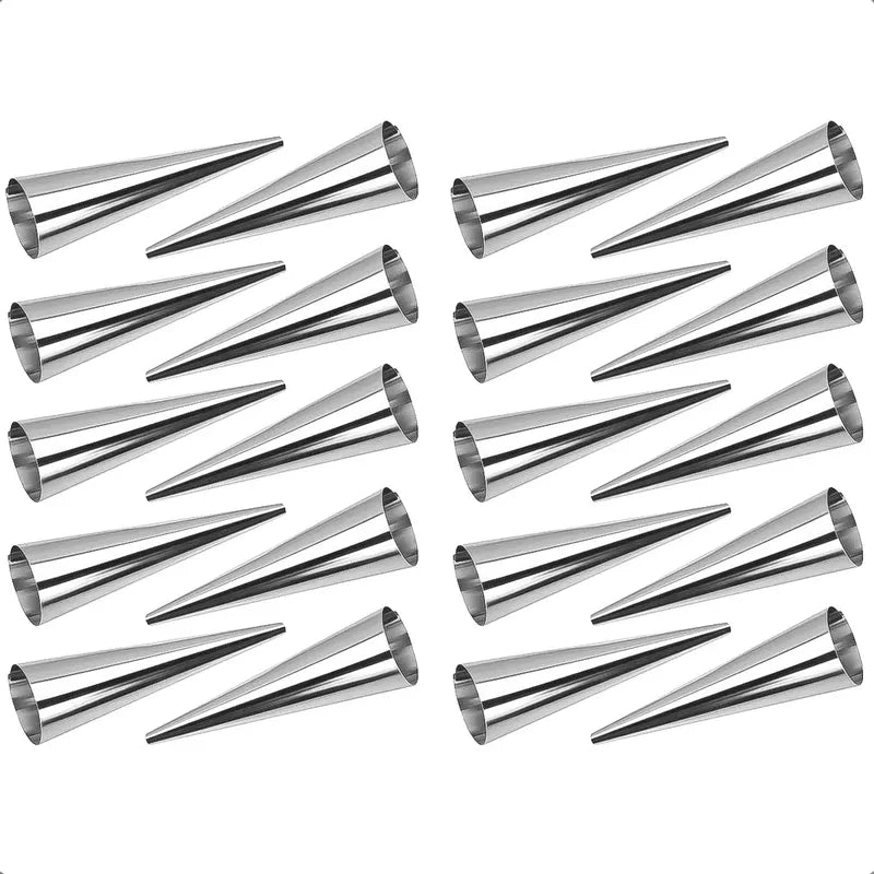 Pack 20 Molde Cannoli Metálico Molde Croissant Molde Cono Gris
