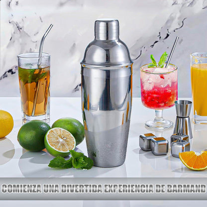 Kit De Coctelería Coctelera Profesional Kit Coctelería 22pcs Plateado