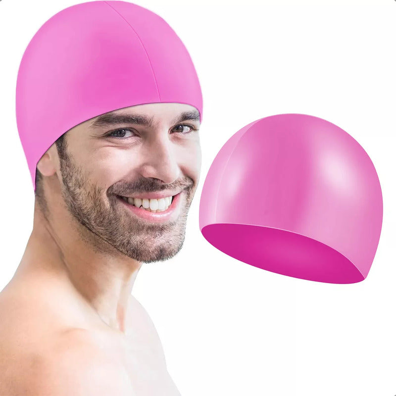 Gorro De Natación De Silicona Rosa Para Adultos Liso Talle Único