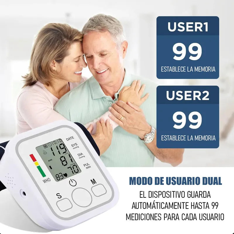 Tensiómetro Digital Okshop Brazo Blanco Medición Precisa Presión Arterial Frecuencia Cardíaca Blanco/gris