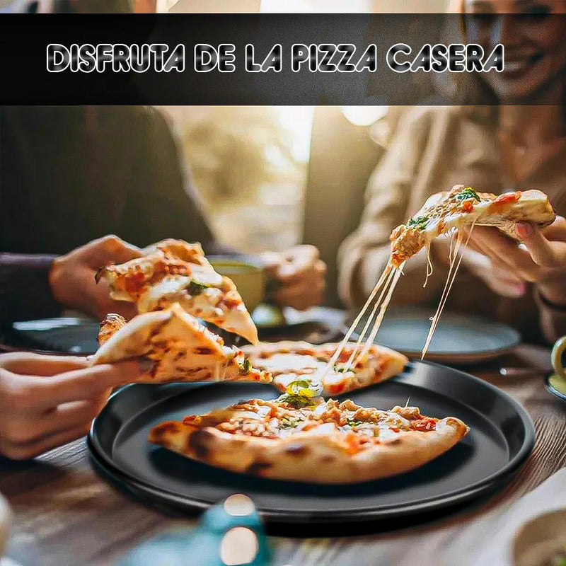 Pack 2 Molde Pizza Molde Aluminio Molde De Pizza 29cm Moldes Negro