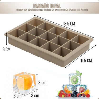 Pack X2 Molde Hielo Cubetas De Hielo Bandeja Silicona Hielo Marrón