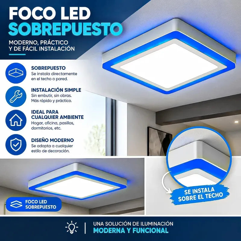 Plafón Led Okshop Cuadrado De 12w Con Luz Blanca Para Techo Blanco