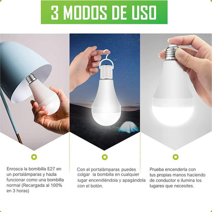 Ampolleta Recargable Ampolleta E27 Ampolleta Emergencia 15w Blanco