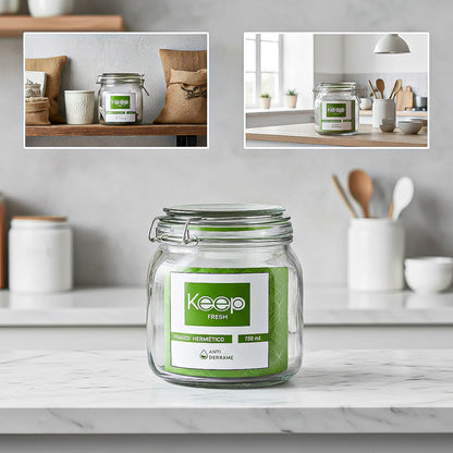 Frasco Hermético De Vidrio Keep Para Alimentos De 750 Ml Verde