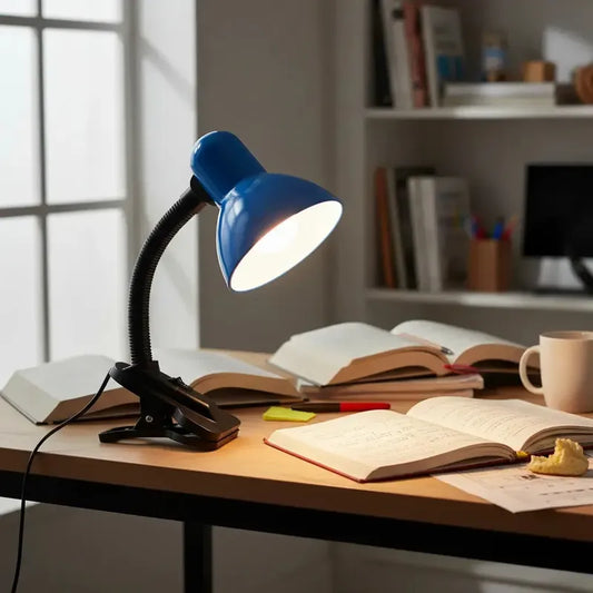 Lampara Click Escritorio Flexible Lamparas Velador Lectura Estructura Azul