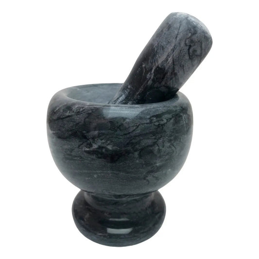 Mortero De Granito Con Pilón De Mármol Para Cocina - Okshop Gris Oscuro