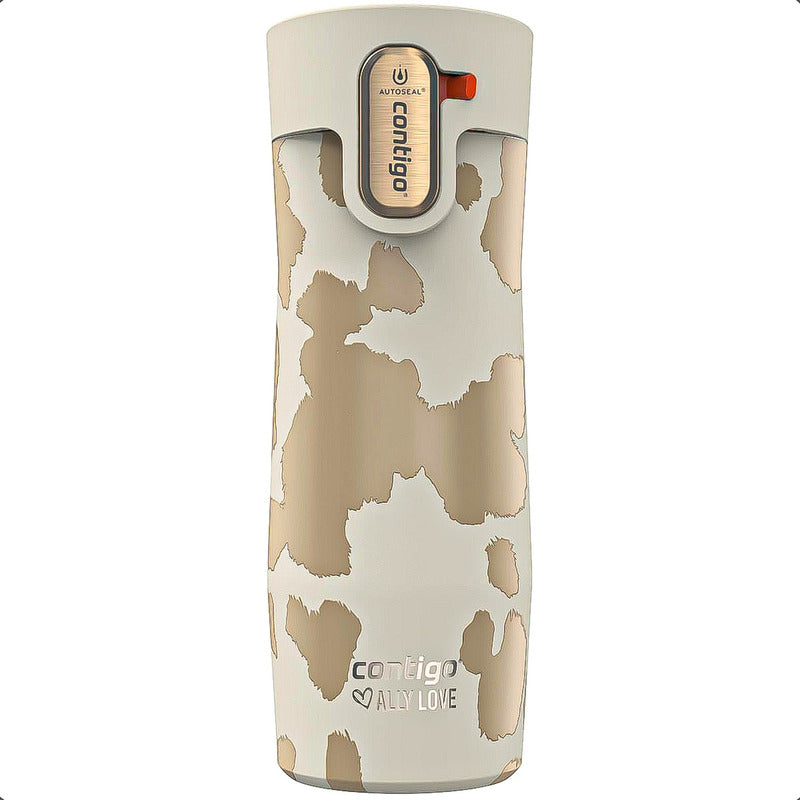 Vaso Térmico Contigo De Acero Inoxidable, 473 Ml Beige Con Tapa Antiderrame Lisa