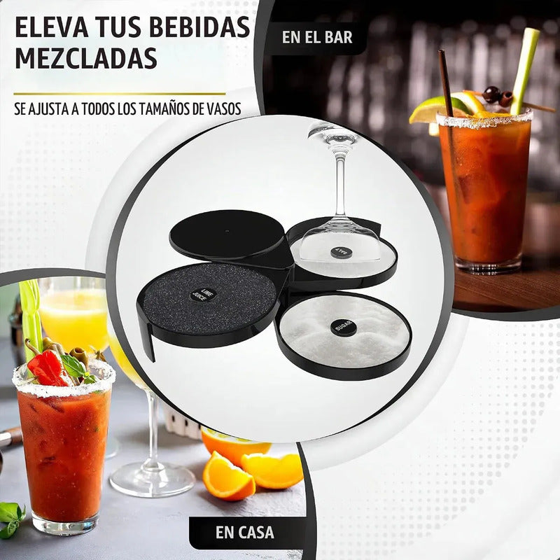 Escarchador De Copas 3 En 1 Con Tapa Para Micheladas Y Coctelería De Plástico