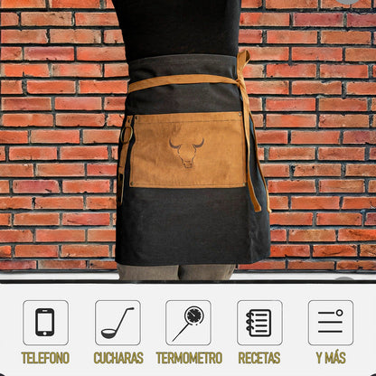 Delantal Parrillero Wayu Pechera Cocina Mandiles Cocina Wayu Negro Destapador
