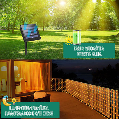 Pack 2 Luces Navidad Solares Luces Red Navidad Luces Terraza Amarillo