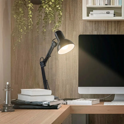 Lamparas De Velador Lampara Escritorio Flexible Ajustable Lamparas De Escritorio Incandescente E27 Flexibles Metal Lampara Estudio Led Mesa Aluminio Halogena 40w Negra Okshop