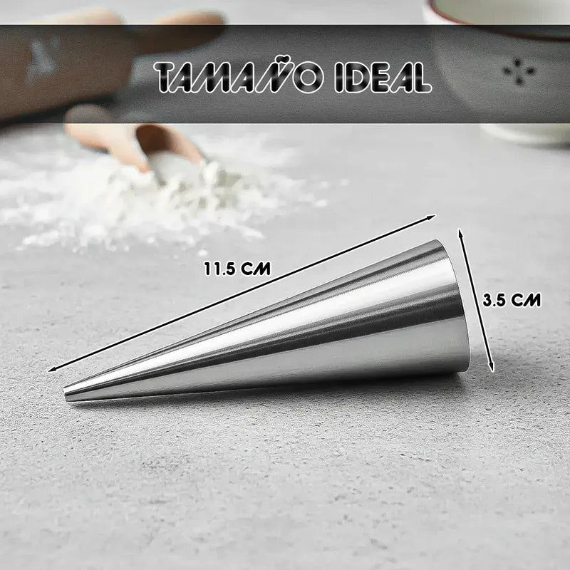 Pack 12 Molde Cannoli Metálico Molde Croissant Molde Cono Gris