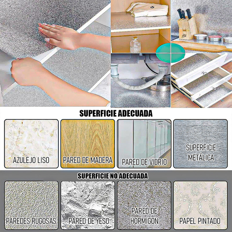 Papel Antigrasa Para Cocina 3 Metros Papel Pegatina Aluminio