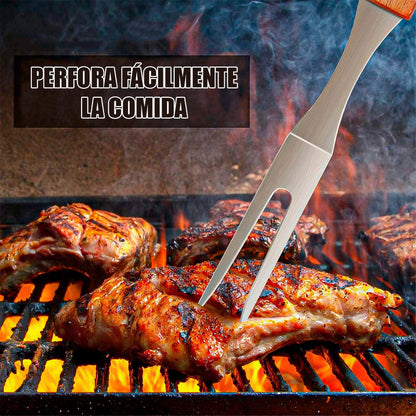 Kit Parrillero 2 Pcs Accesorios Para Parrillas Asados Acero