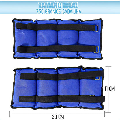 Pesas Para Tobillos Set Pesas Tobillo 750gr Pesas Tobilleras Azul