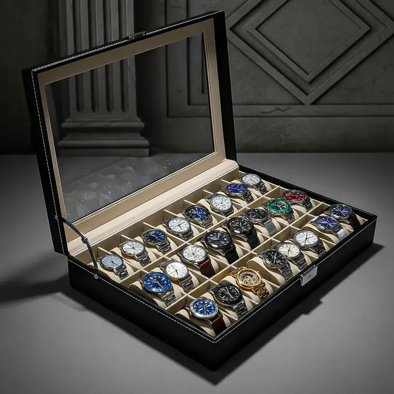 Porta Relojes Organizador De Reloj Caja De Reloj 24 Pzas Negro