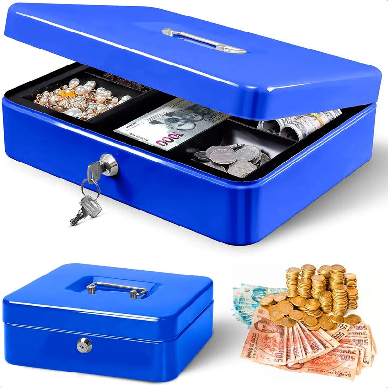 Cajas Fuertes Caja De Seguridad Llaves Caja De Dinero Metalica Llaves Caja Metalica Llave Multiusos Asa Antideslizante Caja Fuerte Metalica Impermeable Caja Fuerte Llaves Pvc Oficinas Azul Okshop