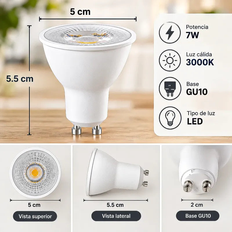 Ampolleta Led 7w Ampolletas Led Gu10 Bombilla Led 7w Gu10 Calida