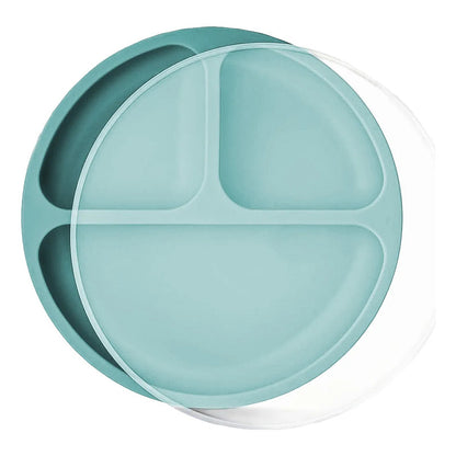 Plato De Silicona Para Bebé Con 3 Compartimentos Y Ventosa Antideslizante Turquesa Okshop