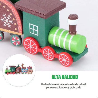 Pack X2 Tren Madera Adornos Navideños Decoración Hogar Navid