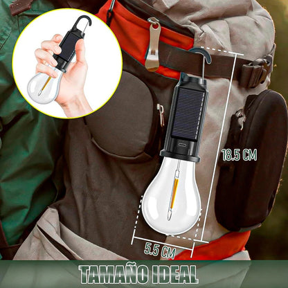 Ampolleta Solar Recargable Led Okshop Impermeable 15w Usb-c Para Camping Cálida