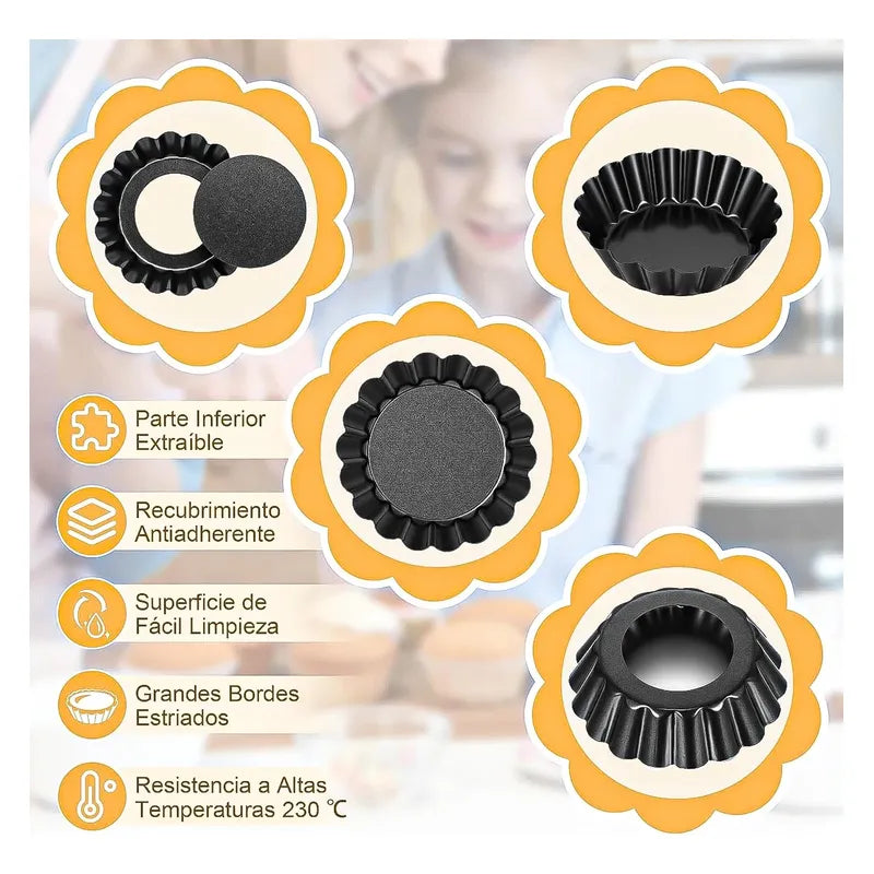 Pack 12 Moldes Mini Tartaleta Molde Desmontable 8cm Moldes Gris