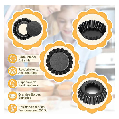 Pack 12 Moldes Mini Tartaleta Molde Desmontable 8cm Moldes Gris