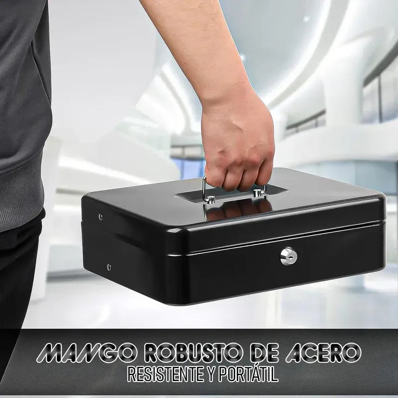 Caja Fuerte Okshop Con Llave Para Billetes Y Monedas De Acero Inoxidable Azul